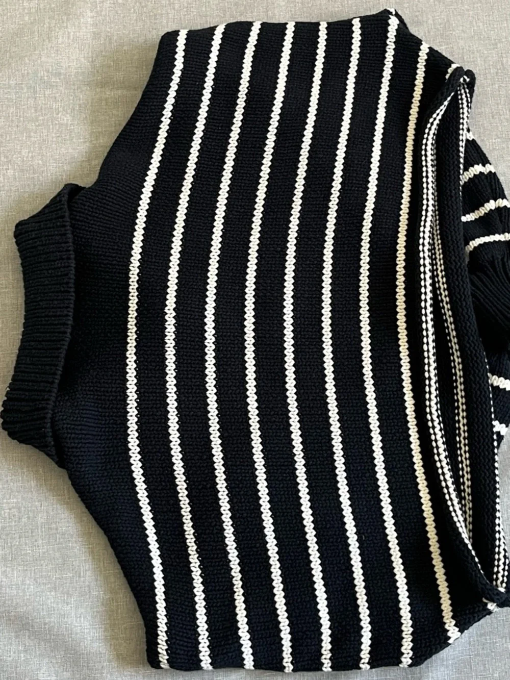 Zara Black & White Striped Polo Knit Sweater - Picture 2 of 3